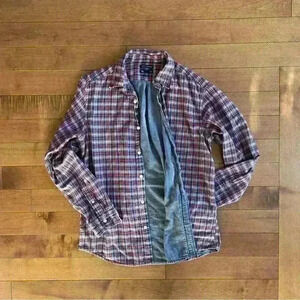 Gap |  Classic fit red and grey lined flannel shirt size medium